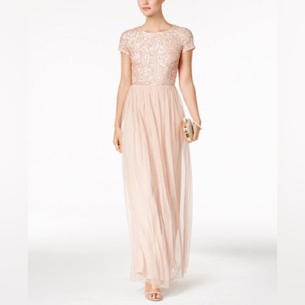 Adrianna Papell sequins maxi chiffon dress